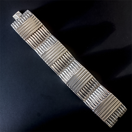 Silver on copper Modernist bracelet
